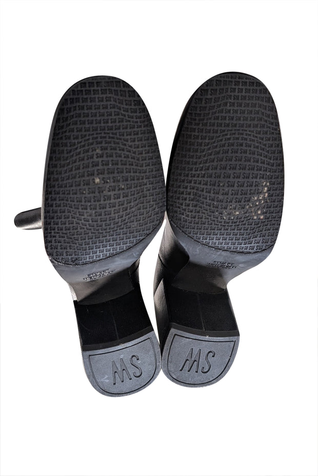 Stuart Weitzman - Black Leather Block Heel Short Boots Sz 8