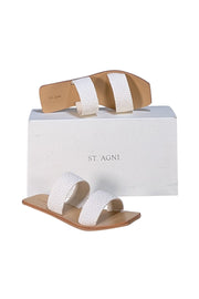 St. Agni - White Clea Woven Leather Slide Sandals Sz 6