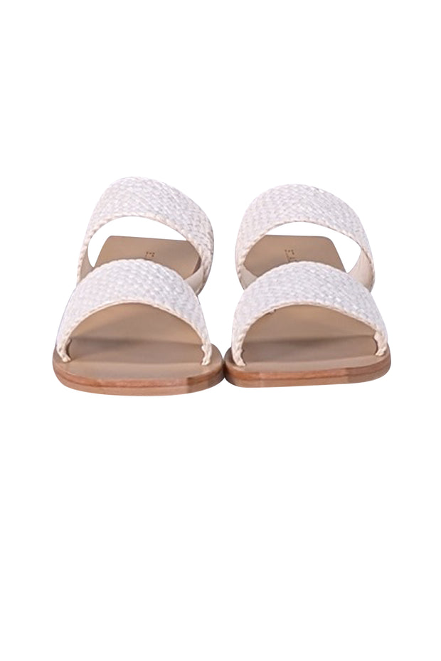 St. Agni - White Clea Woven Leather Slide Sandals Sz 6