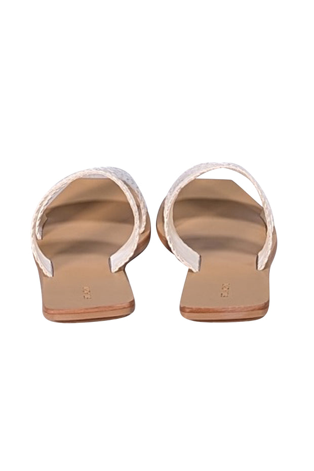 St. Agni - White Clea Woven Leather Slide Sandals Sz 6