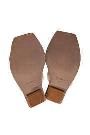 St. Agni - White Clea Woven Leather Slide Sandals Sz 6