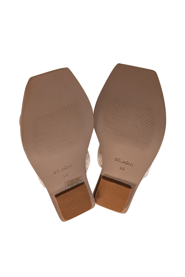 St. Agni - White Clea Woven Leather Slide Sandals Sz 6