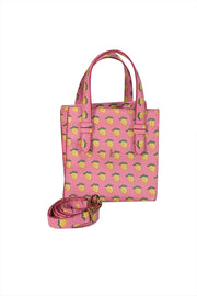 Larroude - Pink Lemon Print Mini Satchel Bag - Current Boutique