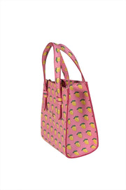 Larroude - Pink Lemon Print Mini Satchel Bag - Current Boutique
