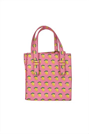Larroude - Pink Lemon Print Mini Satchel Bag - Current Boutique