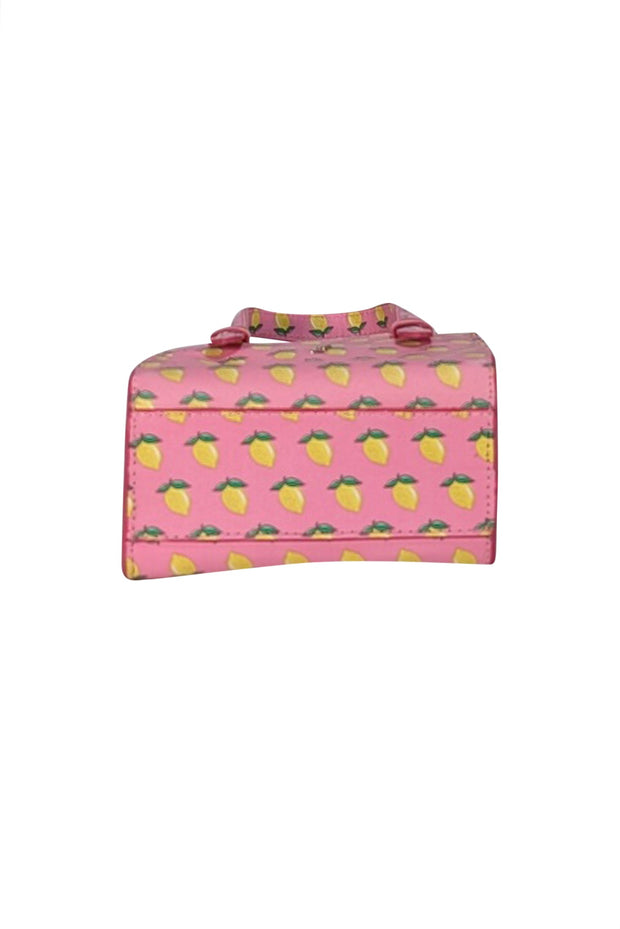 Larroude - Pink Lemon Print Mini Satchel Bag - Current Boutique