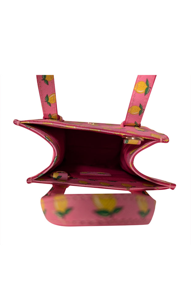 Larroude - Pink Lemon Print Mini Satchel Bag - Current Boutique