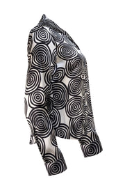 Lafayette 148 - White & Black Swirl Print Silk Button Down Shirt Sz 4