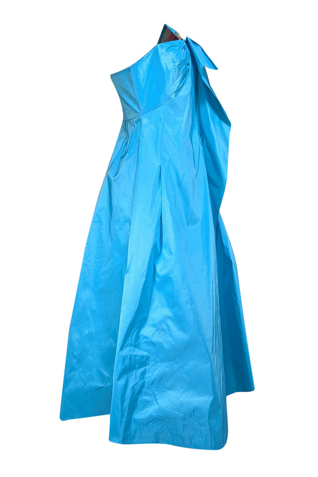 Peter Pilotto - Aqua Blue One Shoulder Taffeta Dress Sz 10 - Current Boutique
