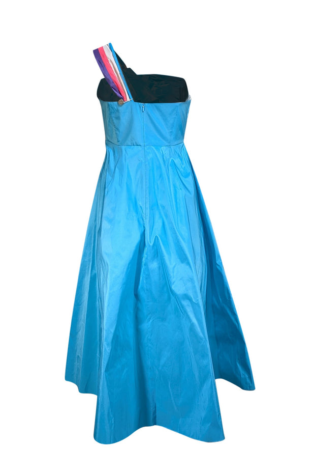 Peter Pilotto - Aqua Blue One Shoulder Taffeta Dress Sz 10 - Current Boutique