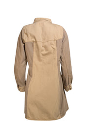 Ganni - Brown Color Block Denim Mini "Ola" Dress Sz 8 - Current Boutique