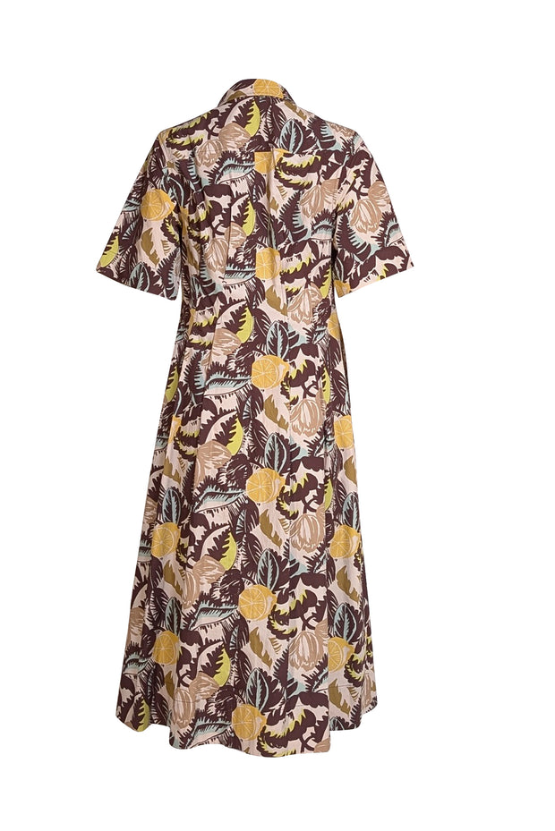 Toast - Beige, Brown, Green, & Yellow Lemon & Leaf Print Sz 10 - Current Boutique