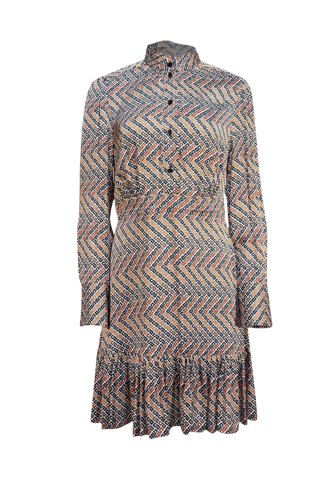 Sandro - Brown & Multi Color Geometric Print Dress Sz S Sandro - Brown & Multi Color Geometric Print Dress Sz S