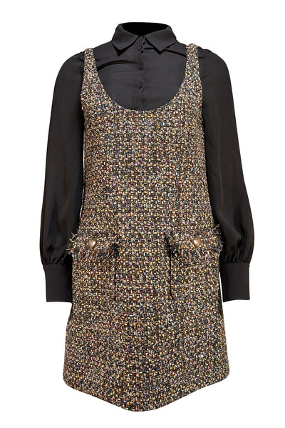 Cinq Sept Confetti Tweed Florianna Shift Dress - Black - US 4 (S) Cinq Sept Confetti Tweed Florianna Shift Dress - Black - US 4 (S)
