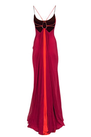 Current Boutique-CUSHNIE - Red & Orange Color-block Sleeveless Gown Sz 4