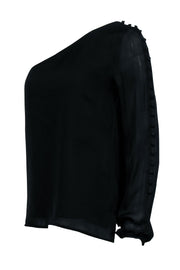 Current Boutique-Cami -Black Long Sleeve One Shoulder Shirt Sz S