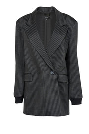 Current Boutique-Carbon38 - Grey Pin Stripe Oversized Blazer w/ Ribbed Cuffs Sz M