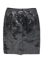 Current Boutique-Carlisle - Black & Brown Croc Embossed Patent Leather Skirt Sz 8