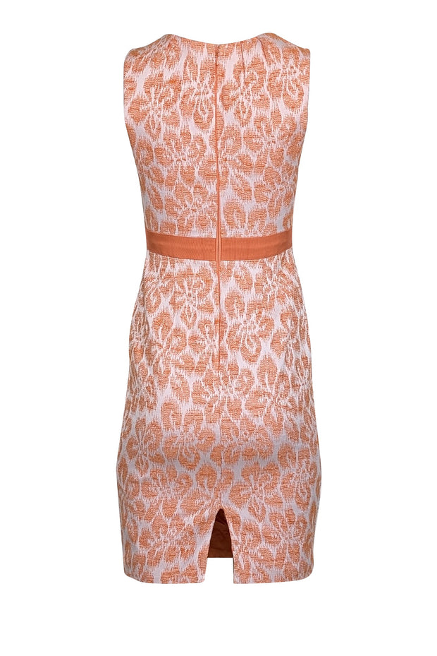 Current Boutique-Carmen Marc Valvo - Orange Floral Sleeveless Midi Cocktail Dress Sz 2