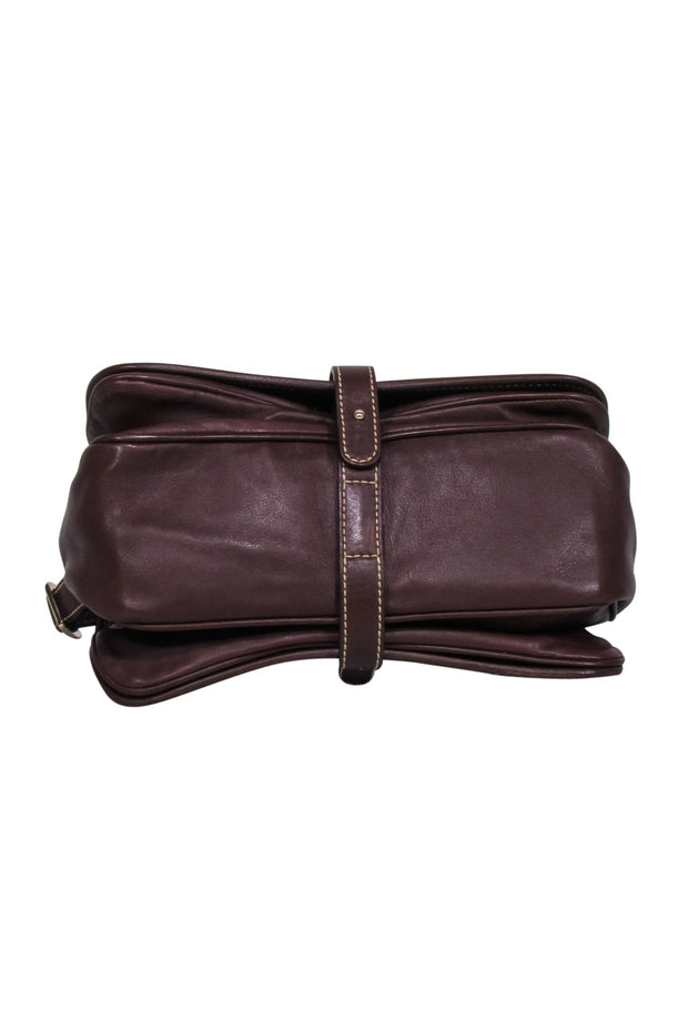 Current Boutique-Carolina Herrera - Brown Leather Fold Over Crossbody