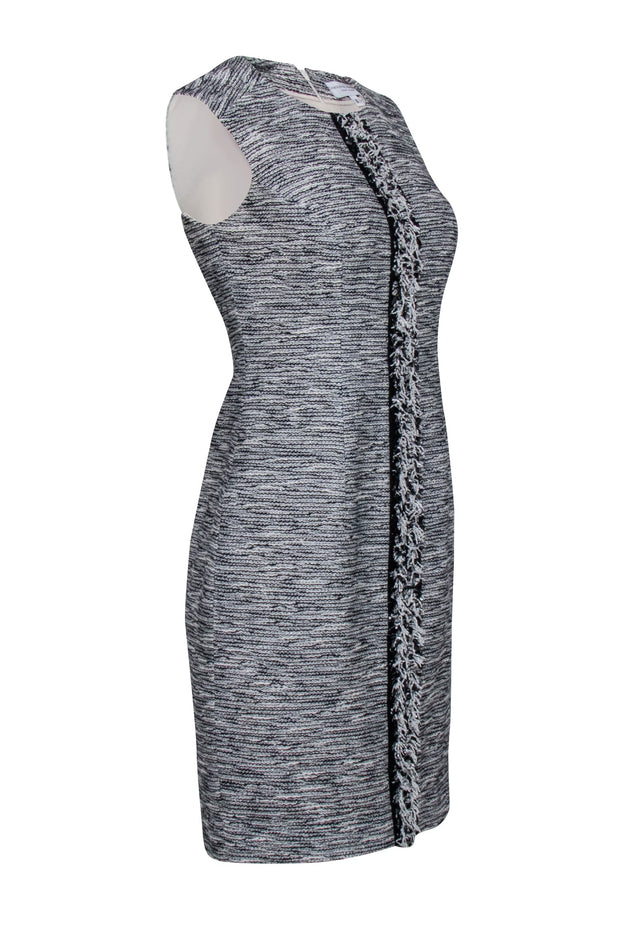 Current Boutique-Carolina Herrera - Grey, Black & White Textured Sleeveless Dress Sz 6