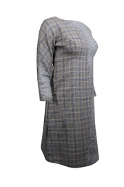 Current Boutique-Carolina Herrera - Grey Plaid Wool Blend Dress Sz 2