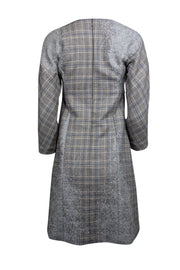 Current Boutique-Carolina Herrera - Grey Plaid Wool Blend Dress Sz 2