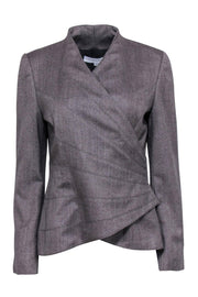 Current Boutique-Carolina Herrera - Grey Tweed Wrap Blazer Sz 10