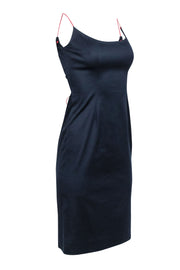 Current Boutique-Carolina Herrera - Navy w/ Red Spaghetti Strap Midi Dress Sz 2