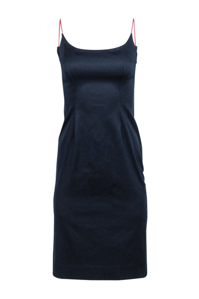 Current Boutique-Carolina Herrera - Navy w/ Red Spaghetti Strap Midi Dress Sz 2
