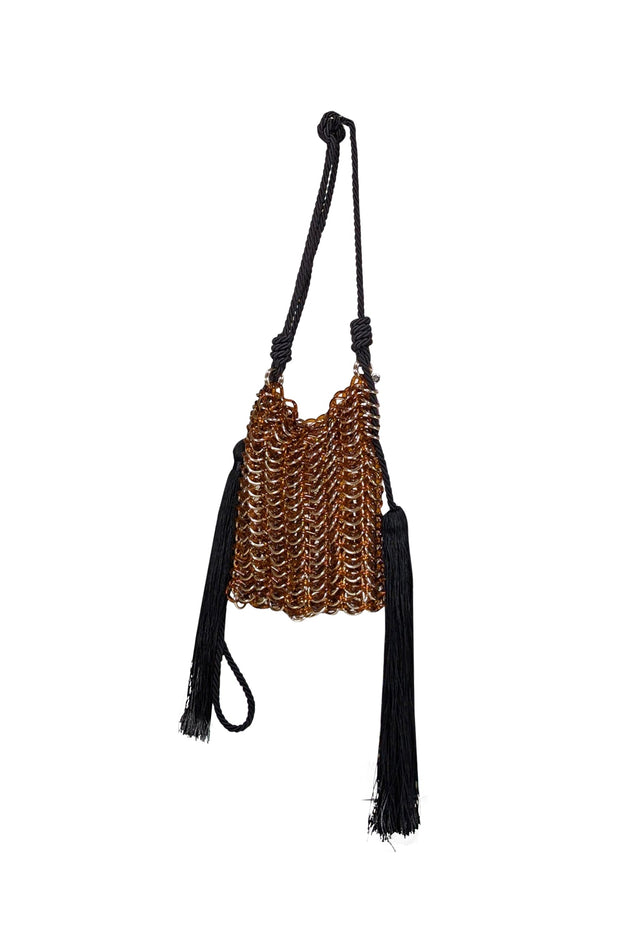 Current Boutique-Carolina Santo Domingo - Brown Resin "Luisella" Crossbody Bag w/ Tassels