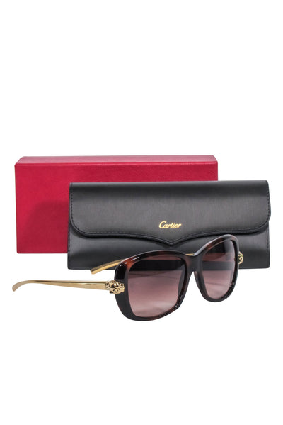 Current Boutique-Cartier - Brown Tortoise Sunglasses w/ Gold Legs