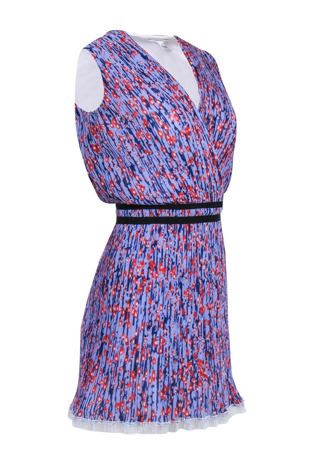 Current Boutique-Carven - Purple, Lavender, & Red Floral Print Pleated Dress Sz 4