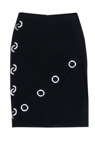 Current Boutique-Carvoe - Black Pencil Asymmetrical Skirt w/ Mirrored Details Sz M
