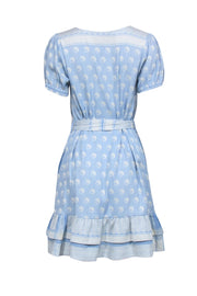Current Boutique-Cecilie Copenhagen - Light Blue & Ivory Yin & Yang Belted Mini Dress Sz S