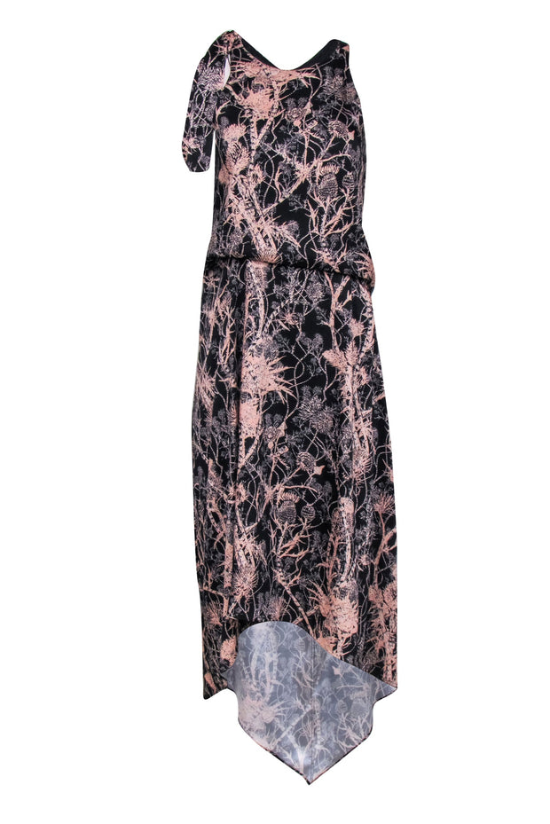 Current Boutique-Cedric Charlier - Black Sleeveless Abstract Print Midi Dress w/ Hi-Low Hem Sz 4