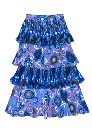 Current Boutique-Celia B. - Blue Multi-Print Tiered Maxi Skirt Sz XS