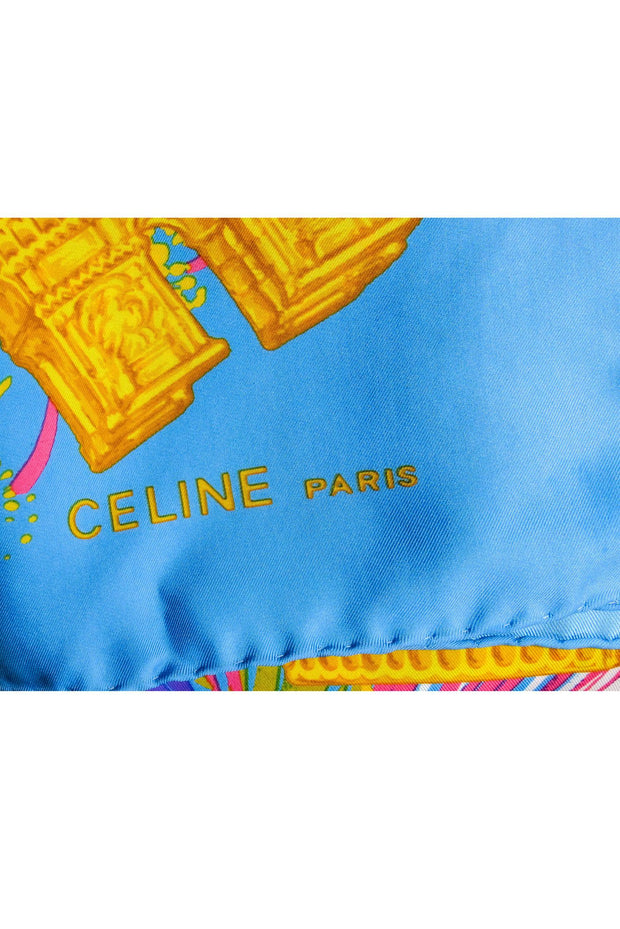 Current Boutique-Celine - Blue & Multi Color Print Scarf