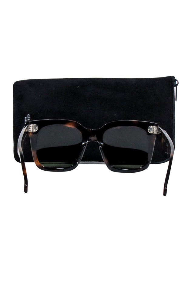 Current Boutique-Celine - Brown Tortoise Large Square Sunglasses w/ Three Dot Print
