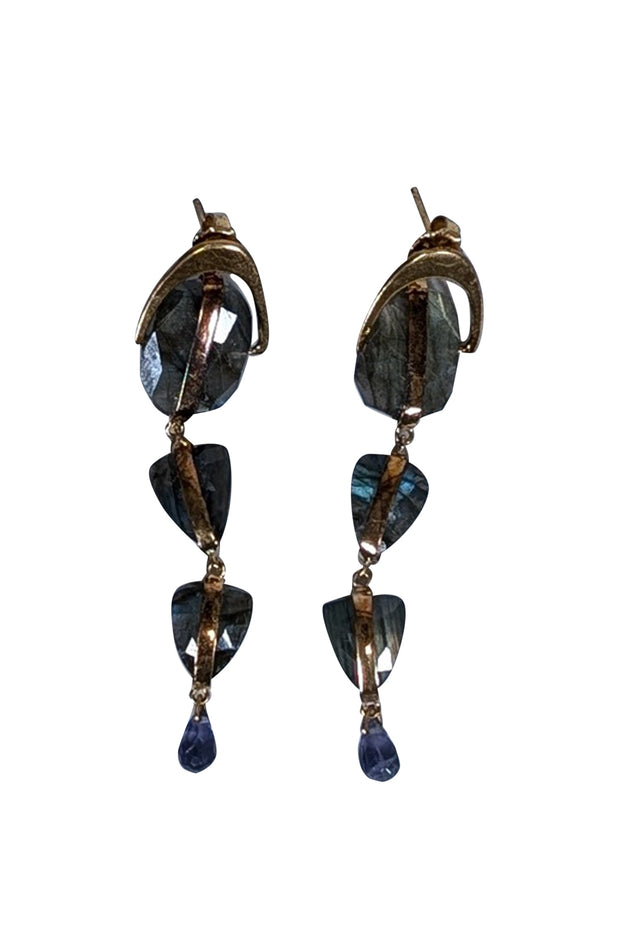 Current Boutique-Chan Luu - Gold & Labradorite Mix Rise Dangle Earrings