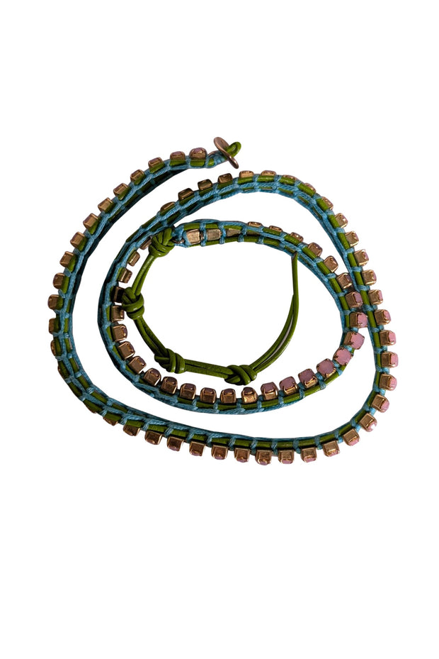 Current Boutique-Chan Luu - Green & Blue w/ Pink Gems Wrap Around Bracelet