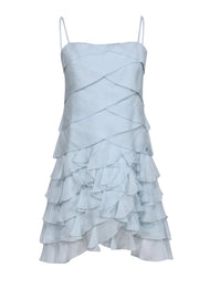 Current Boutique-Chanel - Baby Blue Tiered Ruffle Silk Mini Dress Sz 6