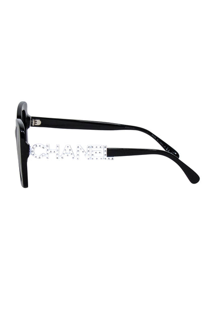 Chanel - Black Frames w/ Bejeweled Chanel Leg Sunglasses – Current Boutique
