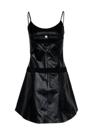 Current Boutique-Chanel - Black Lambskin Leather Drop-Waist Flared Dress Sz 6
