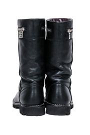 Current Boutique-Chanel - Black Leather Mid Calf Boots Sz 7