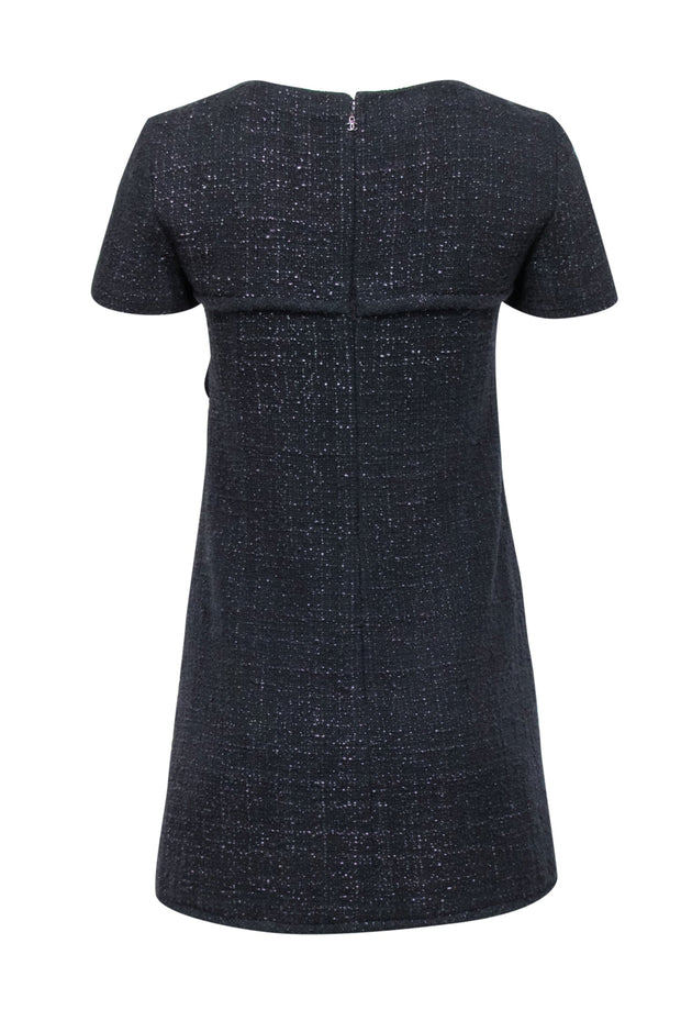 Current Boutique-Chanel - Black & Metallic Purple Tweed Short Sleeve Dress Sz 4