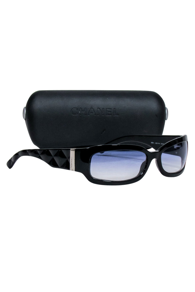 Chanel - Black Slim Sunglasses w/ Textured Side Detail – Current Boutique
