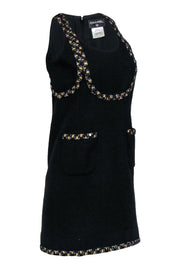 Current Boutique-Chanel - Black Tweed Jumper Dress w/ Gold Metallic Accents Sz 36