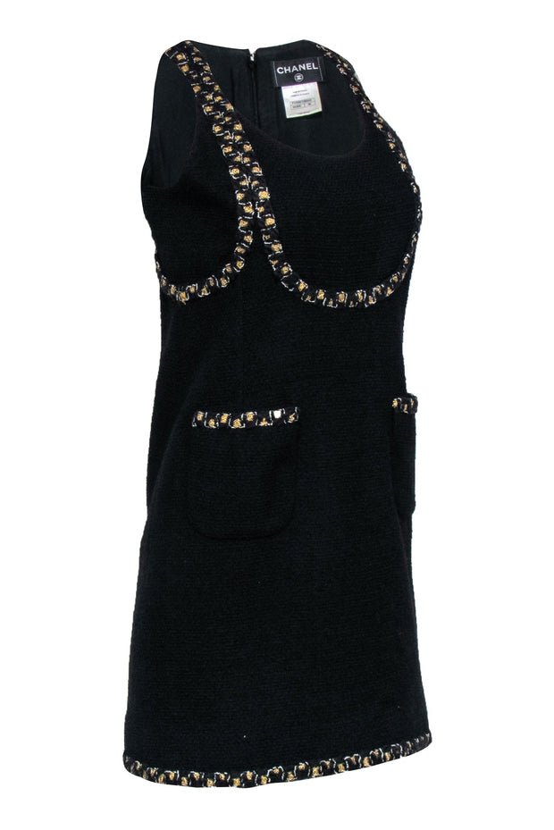 black and gold chanel dress