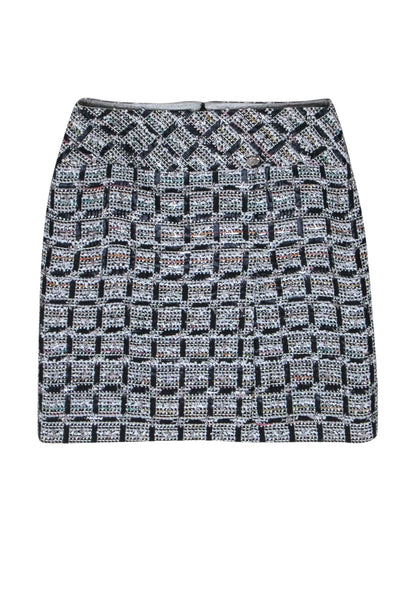 Current Boutique-Chanel - Black & White Tweed Slit Front Mini Skirt Sz 4